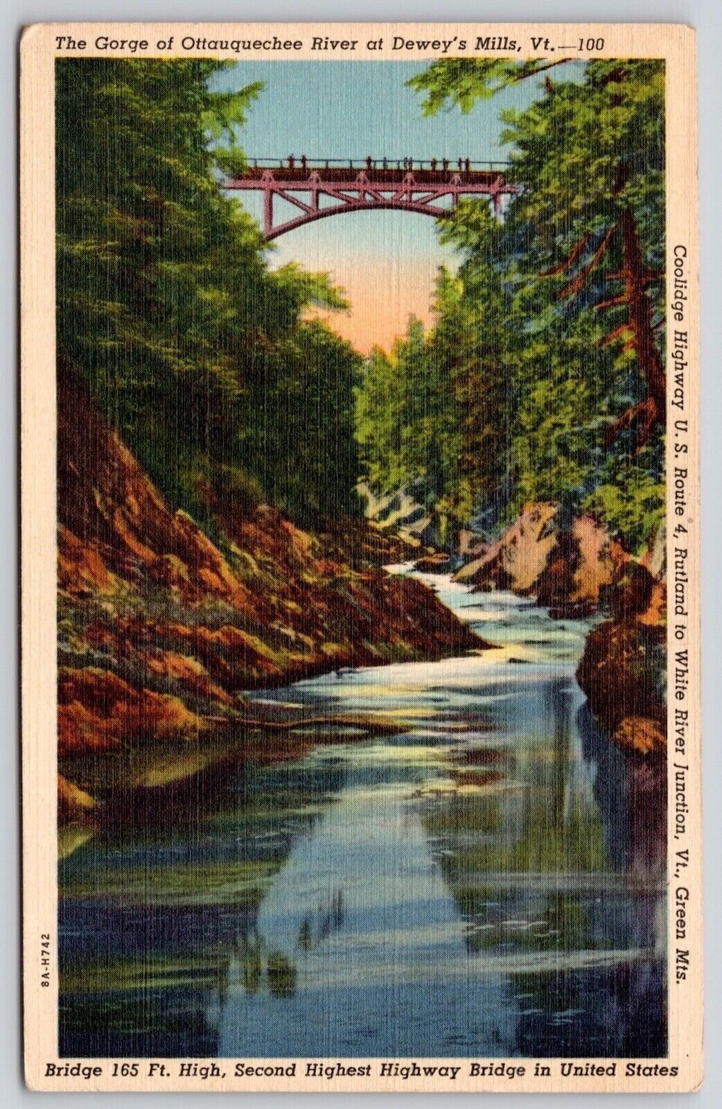 Gorge Ottauquechee River Deweys Mills Vermont Waterway Riverfront VNG Postcard