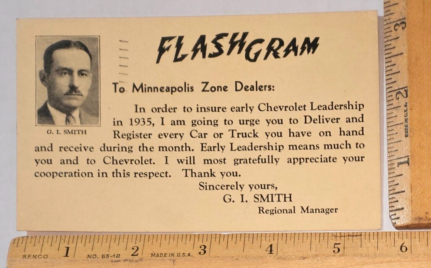 Vintage 1935 Minneapolis, Minnesota Chevrolet Dealer Postcard/Rosemount/Register