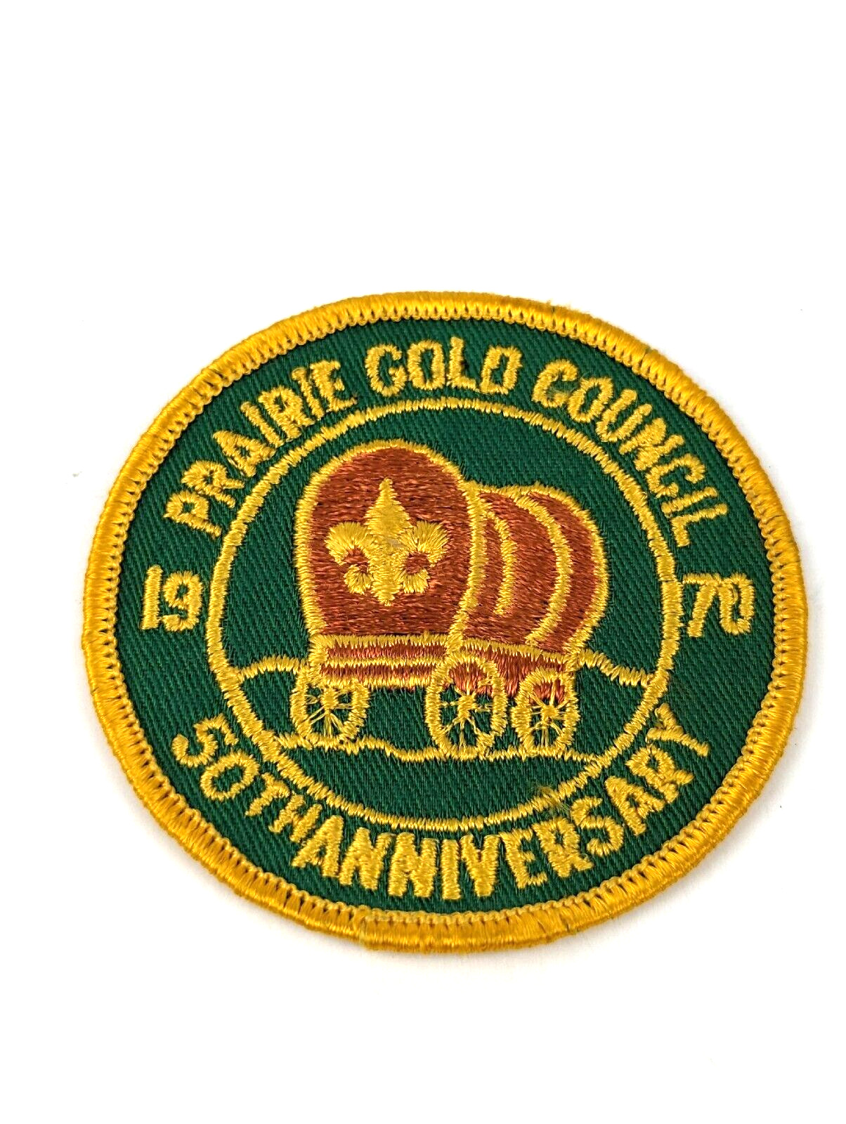 Vintage 1970 Prairie Gold Council 50th Stich On Patch Prairie Schooner Wagon #1A
