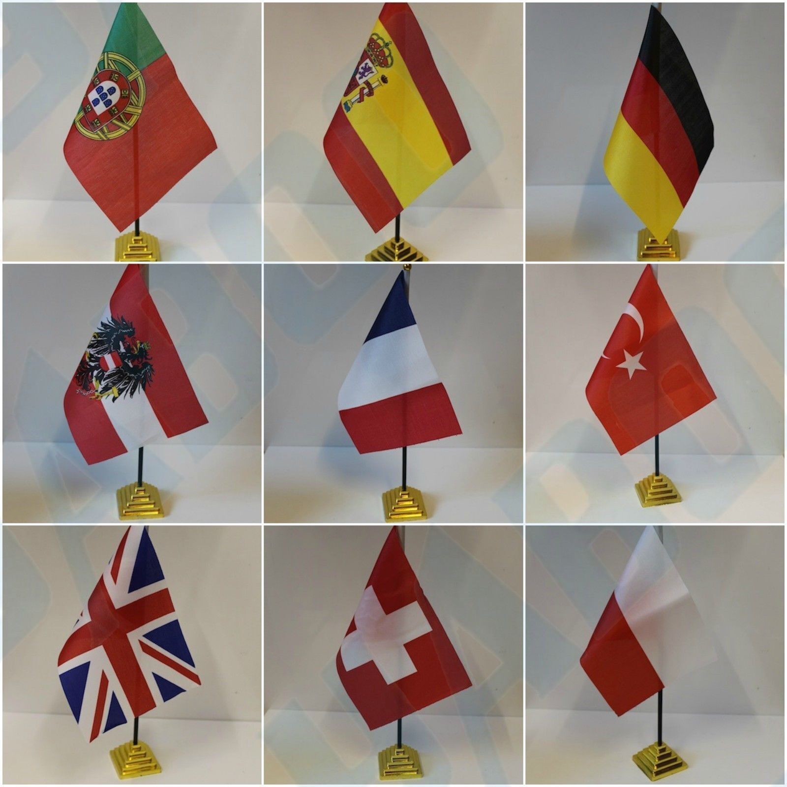 Country Table Desk Top Flags - UK, USA, RUSSIA, CHINA, TURKEY, BRAZIL....