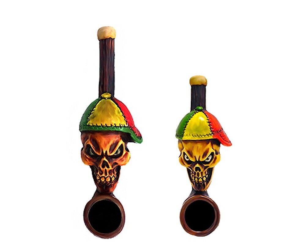 Rasta Cap Skull Boy Handmade Tobacco Smoking Mini & Small Pipes Reggae Gift Set
