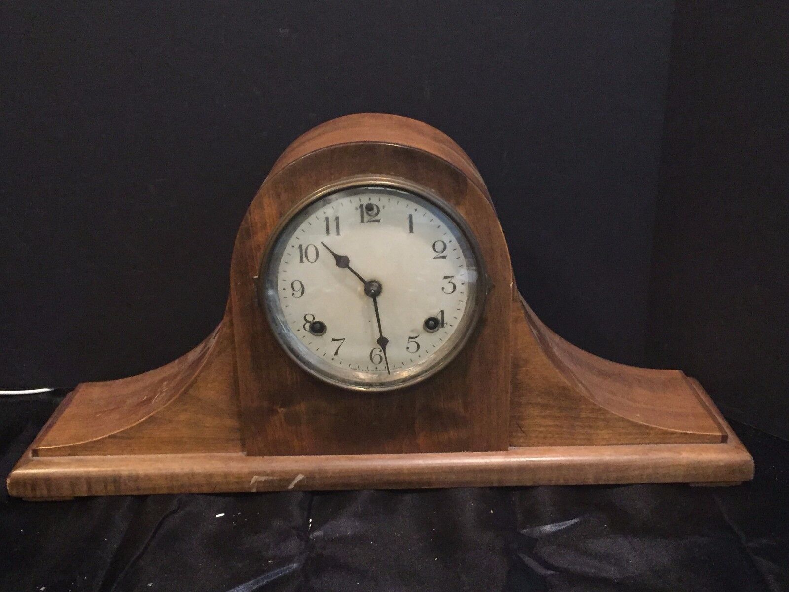Antique Vintage Waterbury Pendulum Tambour Shelf Mantel Clock