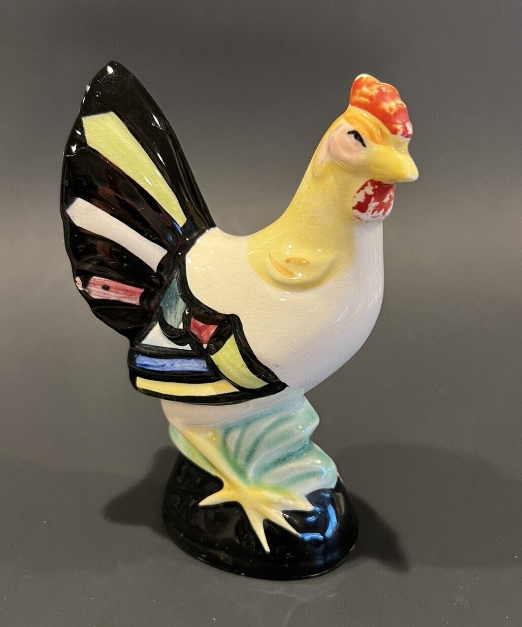 Vintage Mid Century Ceramic Rooster Figurine Made In Japan Hand Painted Decor