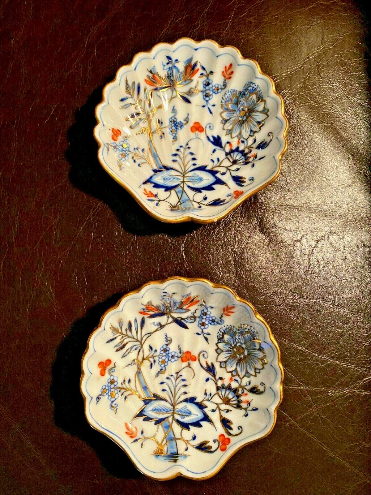 Pair of Antique Ackermann & Fritze Porcelain Shell Plates