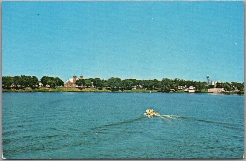 Vintage 1960s Fulda, Minnesota Postcard FULDA LAKE Bird's-Eye Panorama View