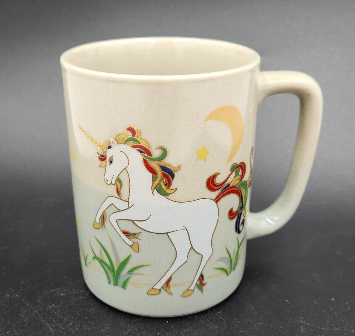 Vintage OTAGIRI Mystical Gold Outline Unicorn Coffee/Tea Mug w/Stars and Moon