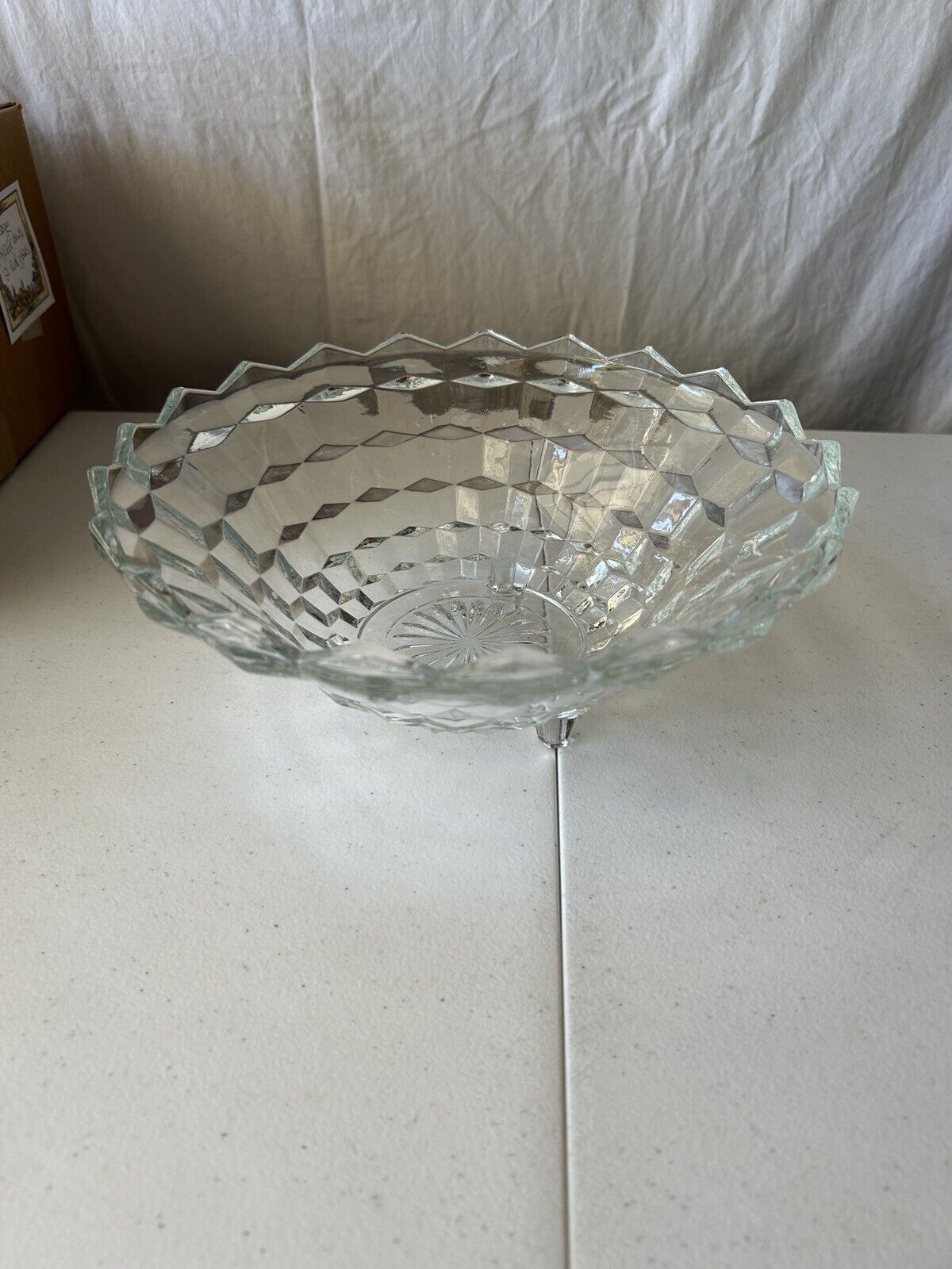 Vintage Indiana Glass American Whitehall Clear Crystal 10” Footed Bowl