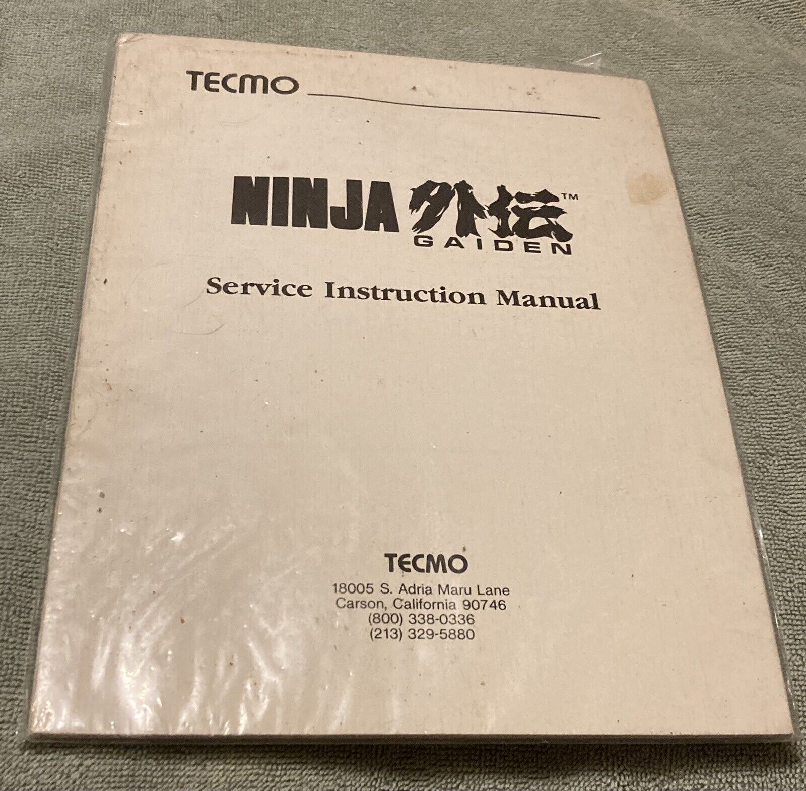 original  vintage arcade owners Service Instruction manual Ninja Gaiden Tecmo