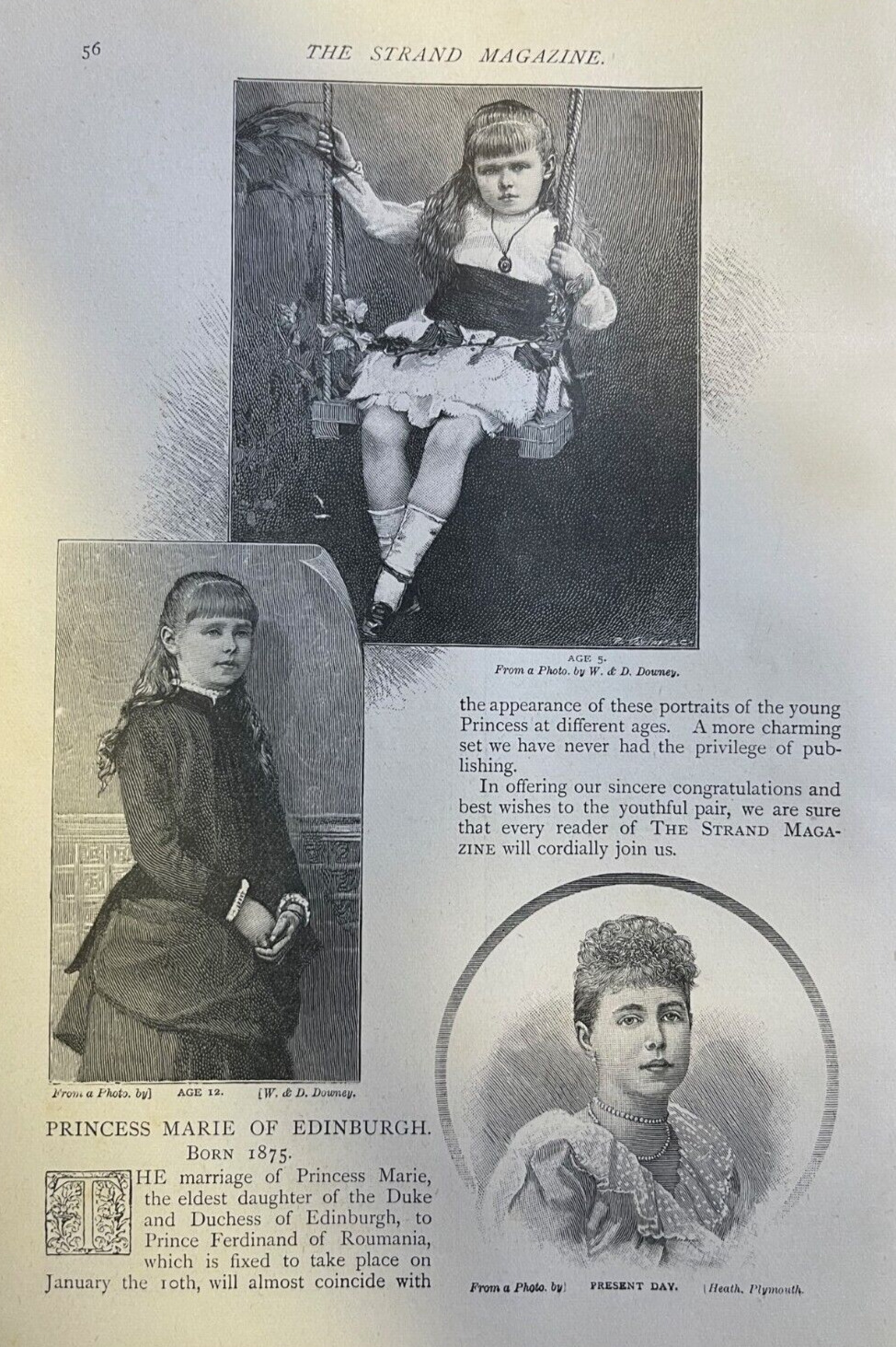 1893 Vintage Magazine Illustration Princess Marie of Edinburgh
