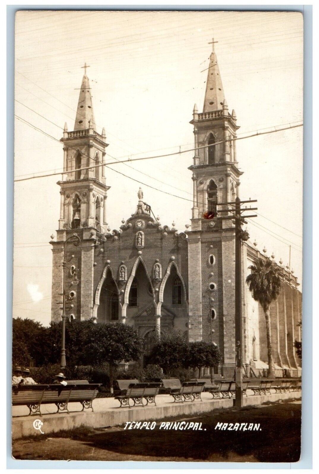 c1910\'s Main Temple Mazatlan Scene Street Sinaloa Mexico RPPC Photo Postcard