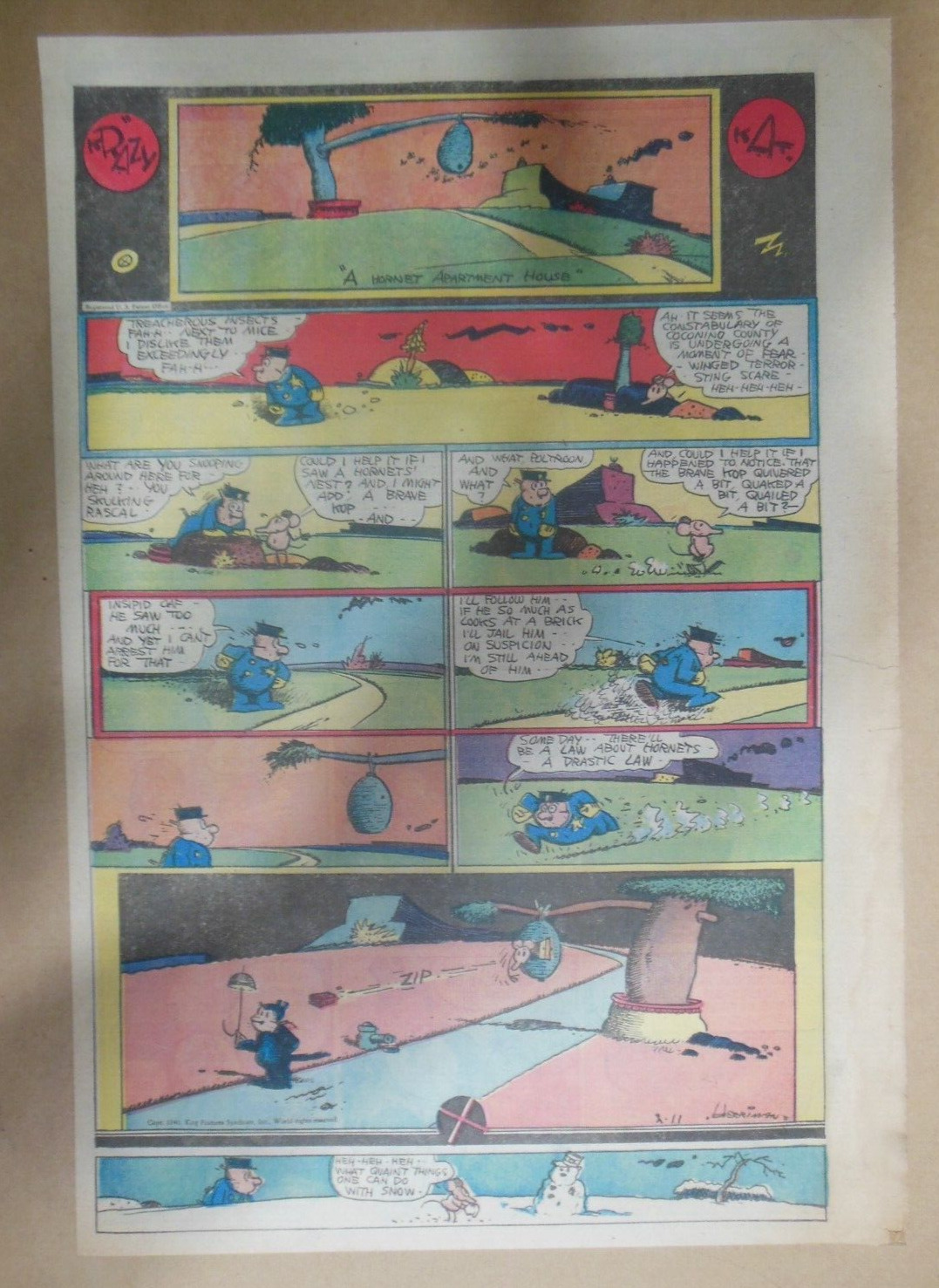 Krazy Kat Sunday Page by George Herriman from 2/11/1940 Size: 11 x 15 inch Rare