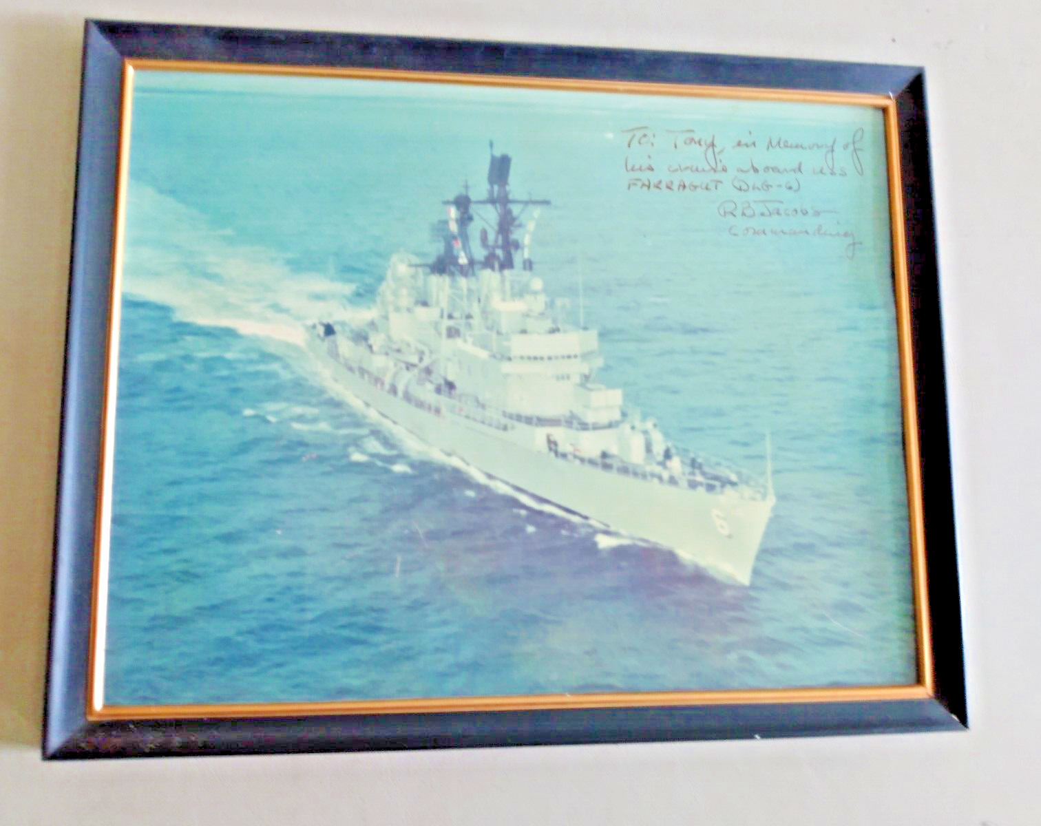 USS FARRAGUT WLG - 6 Destroyer Photo, Signed R. B. Jacobs, Commanding Officer