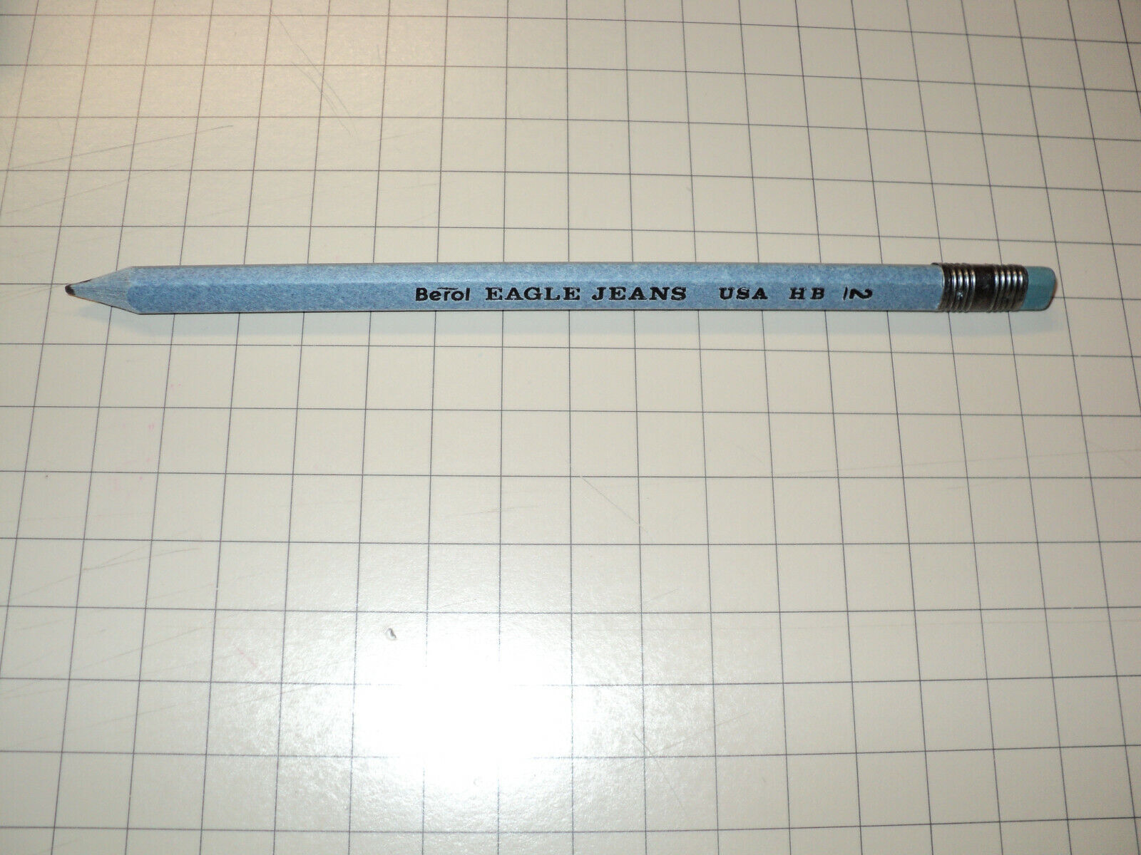 NOS Eight (8) Berol EAGLE JEANS HB No 2 Jumbo Reclaimed Denim Pencils USA Made