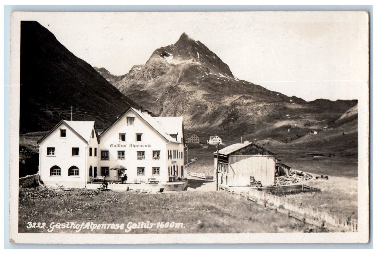 Galtur Tyrol Austria Postcard Gasthof Alpenrose c1920\'s Unposted RPPC Photo