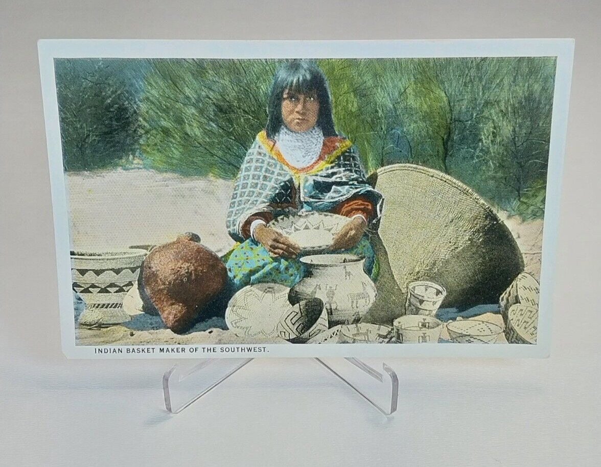 Indian Basket Maker of The Southwest Native Americana c1920s Unposted Postcard