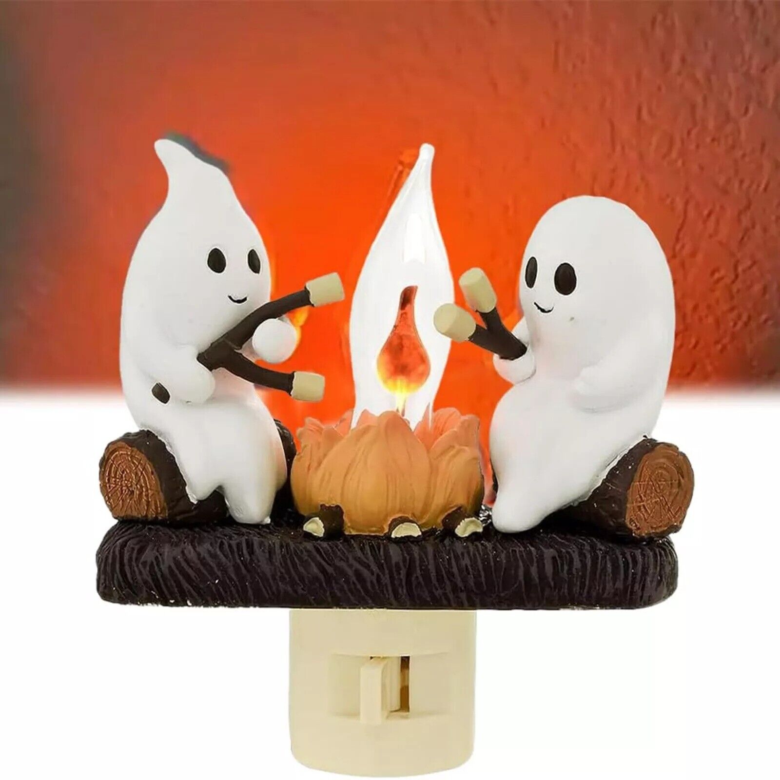Ghost Campfire Flickering Nightlight,Fire Marshmallow Night Light Halloween Gift