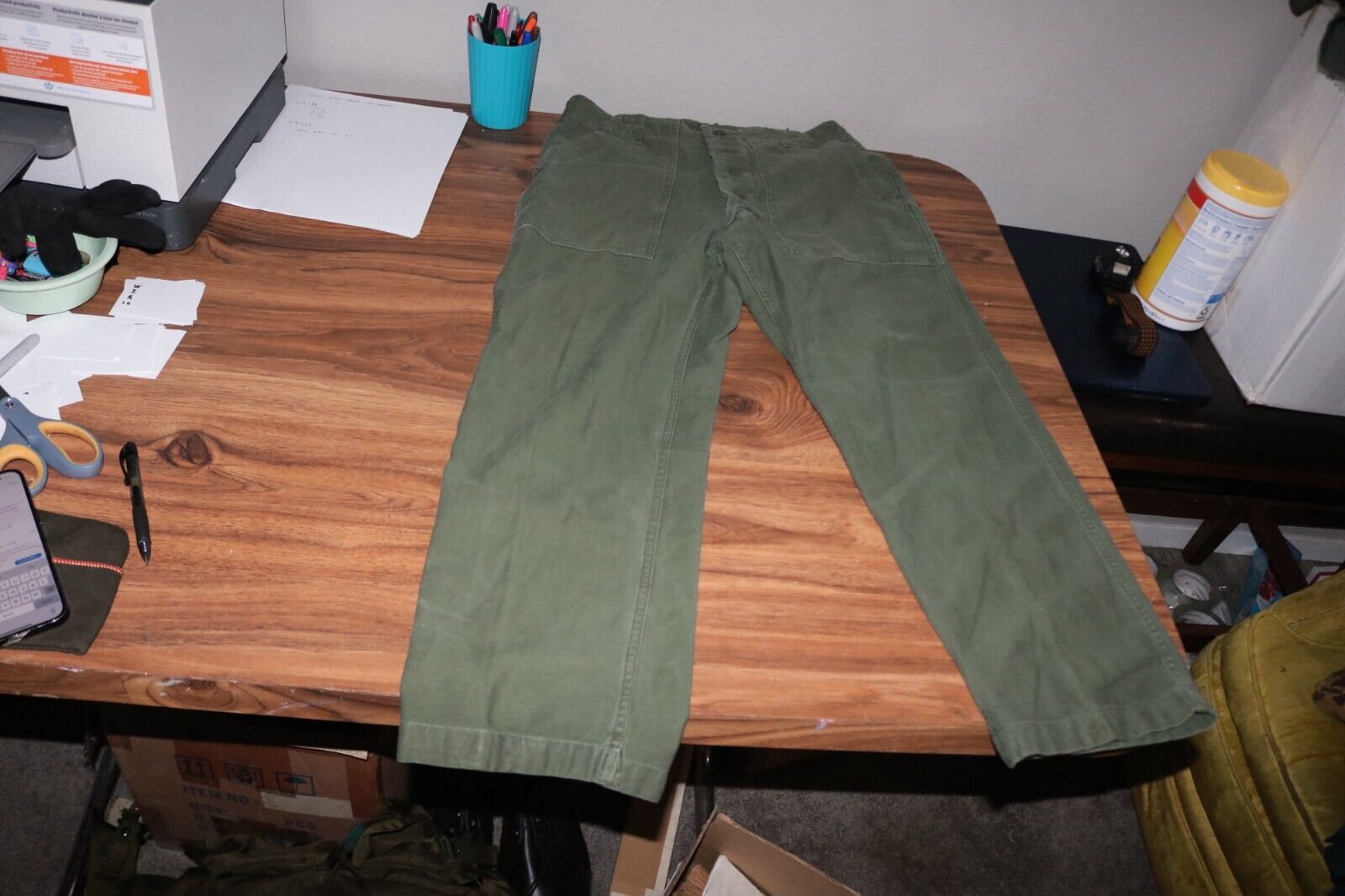 Exc Vietnam USGI OG 107 cotton sateen fatigue trousers pants sz 30 x 27 Mezz77#4