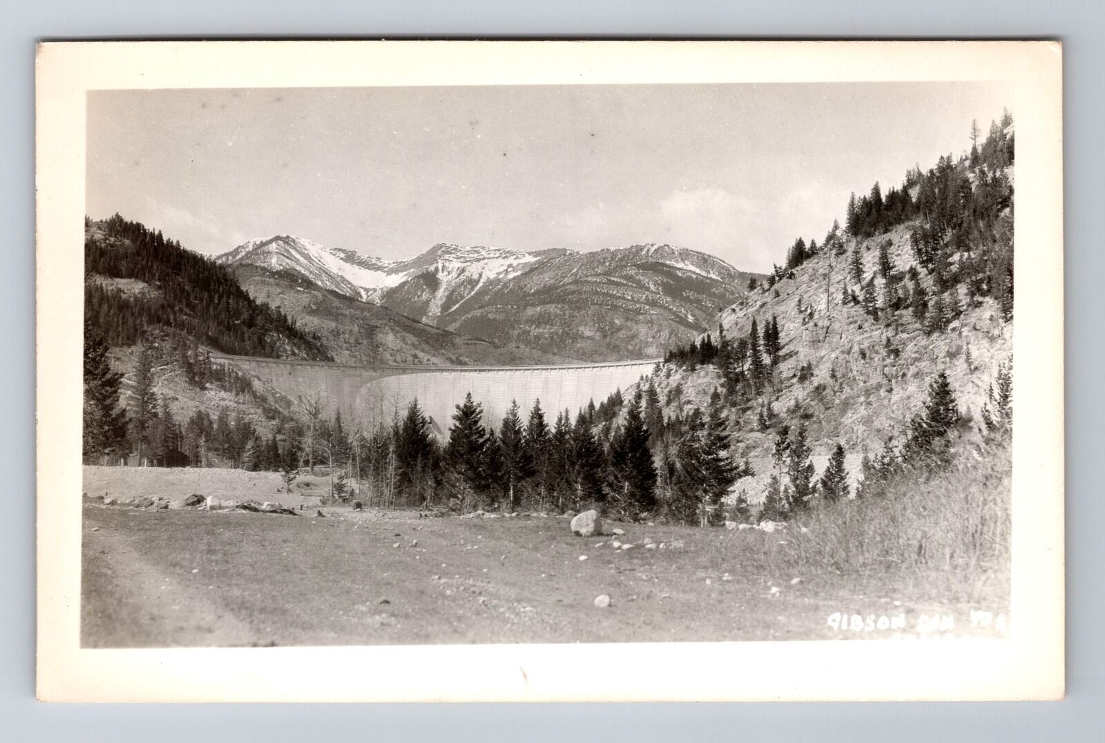 Gibson Dam MT-Montana RPPC, Scenic View, Antique, Vintage Postcard