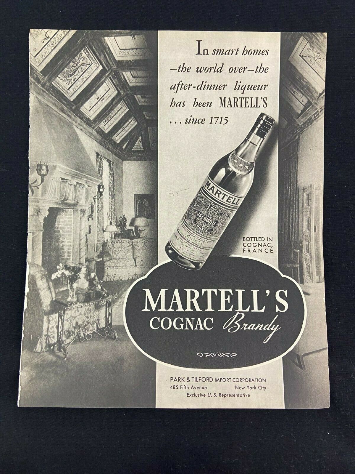 Martell Cognac Brandy Magazine Ad 10.75 x 13.75 Standard Accident Insurance