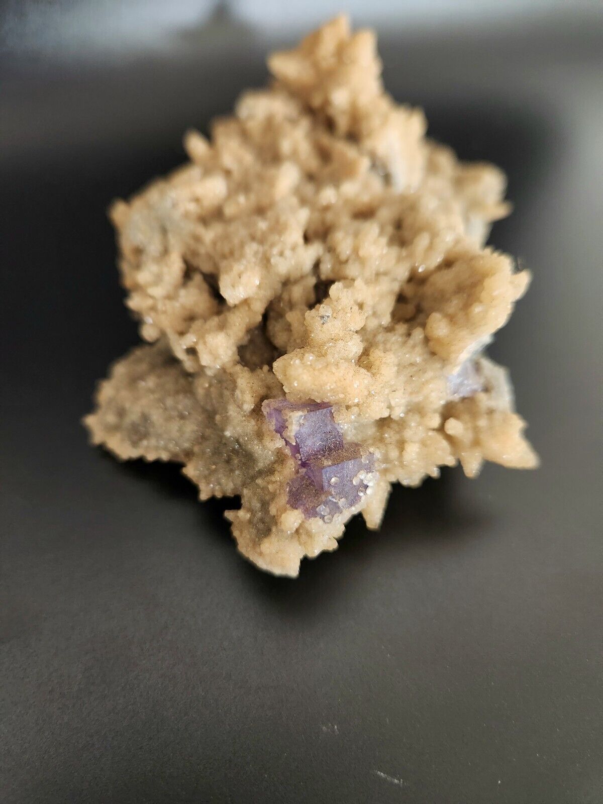 Purple Fluorite In Calcite & Pyrite Fine Mineral Specimen On Matrix 159g