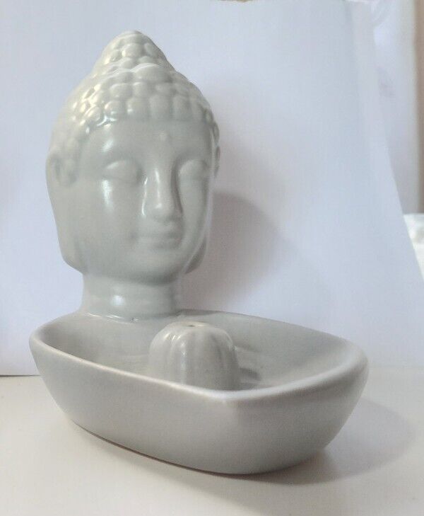 Ceramic Buddha Incense Holder Grey Color.