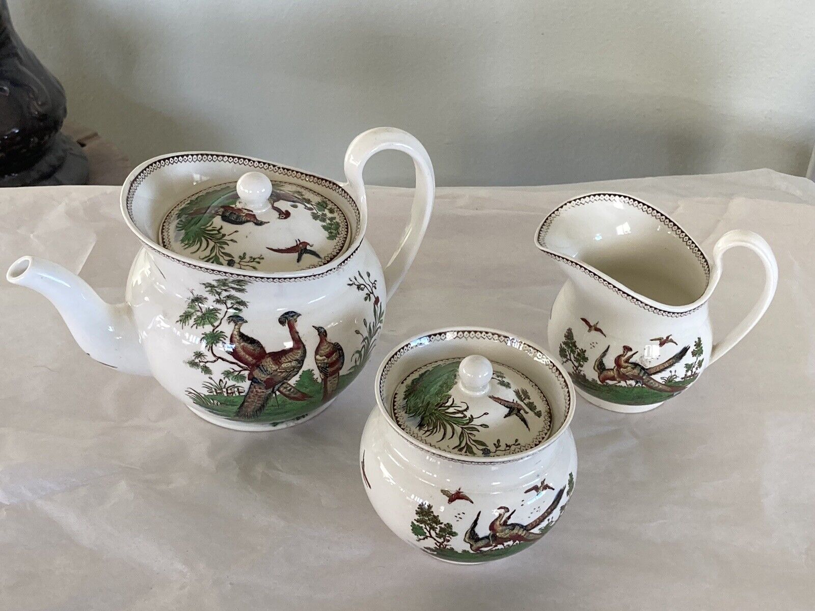 Antique WEDGWOOD Etruria Bird PHEASANT Tea Set Hard To Find