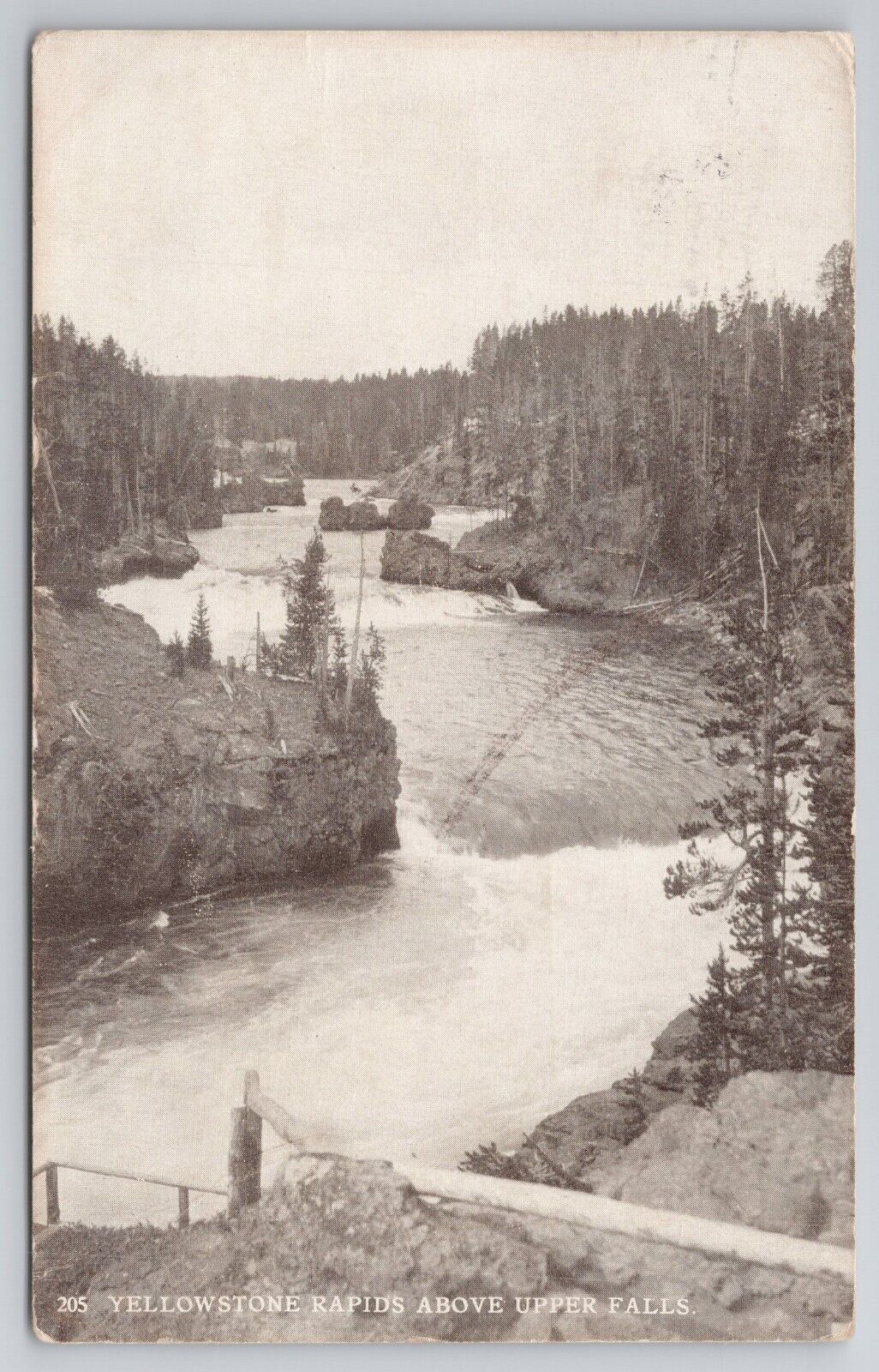 1907 Postcard Yellowstone Rapids Above Upper Falls Wyoming