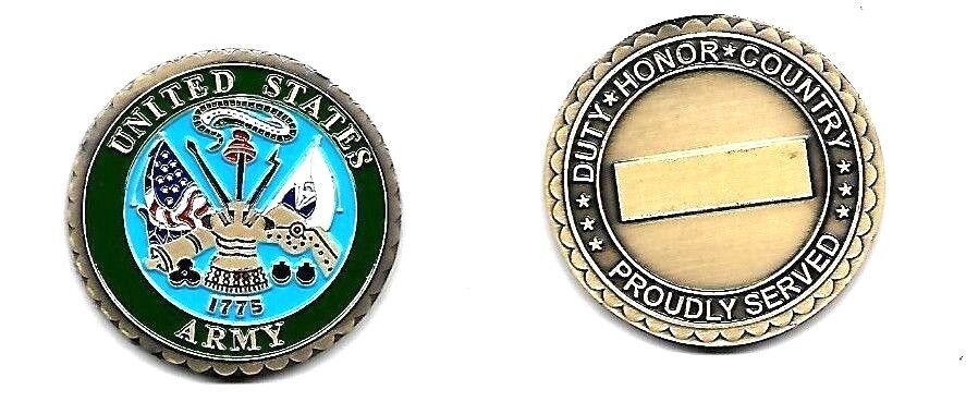 ARMY  PROUDLY SERVED  DUTY HONOR COUNTRY CHALLENGE COIN 