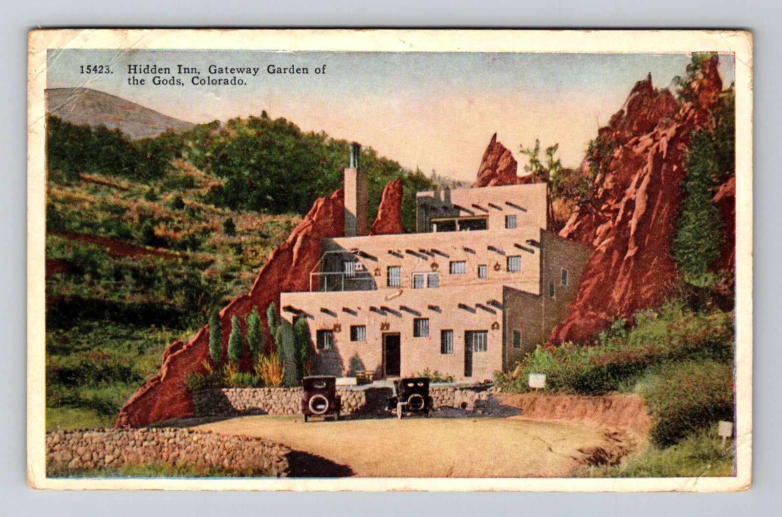 CO-Colorado, Hidden Inn, Gateway Garden Of The Gods, Vintage c1925 Postcard