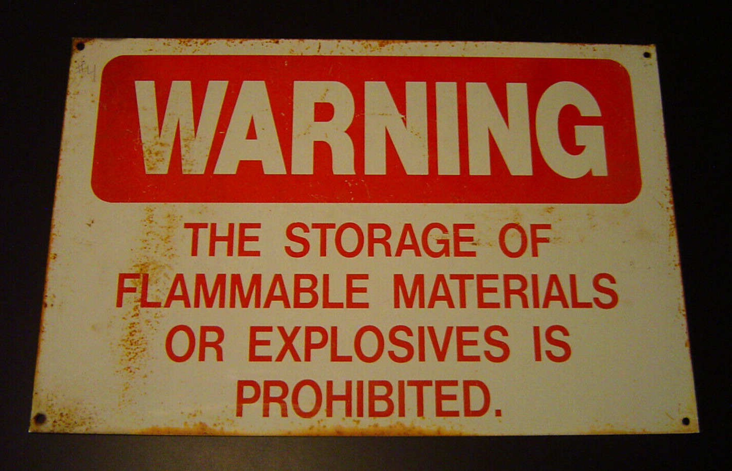 Vintage Warning Storage Flammable Materials Explosives Prohibited Metal Sign