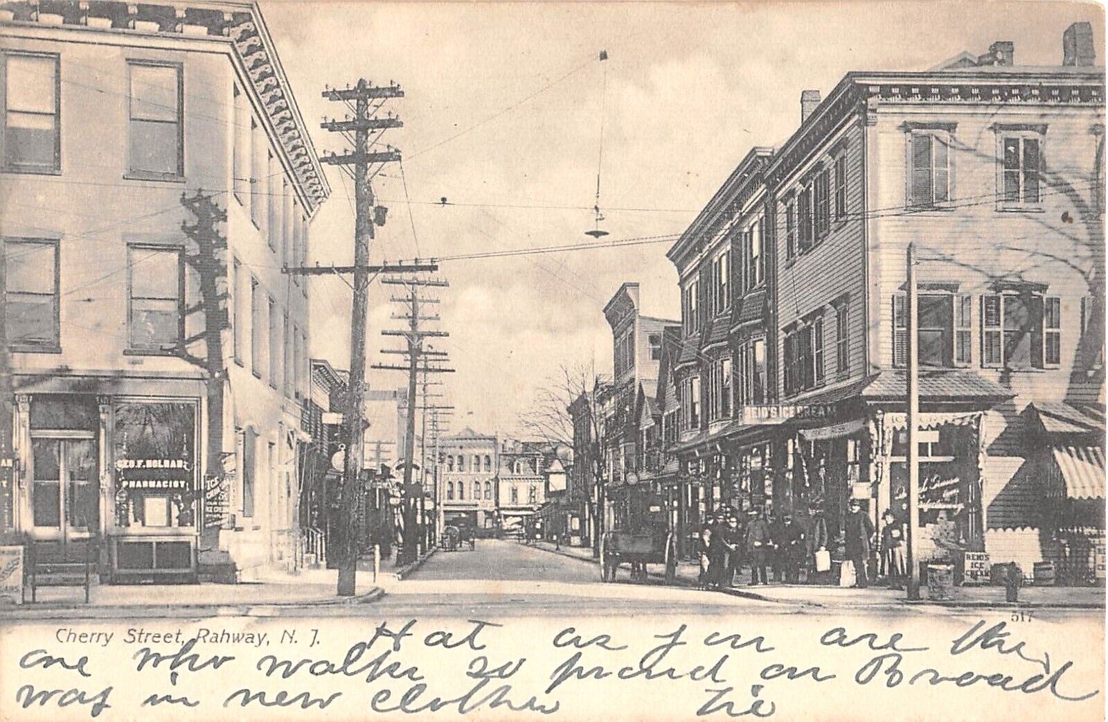 c.1905 Stores Cherry St. Rahway NJ post card