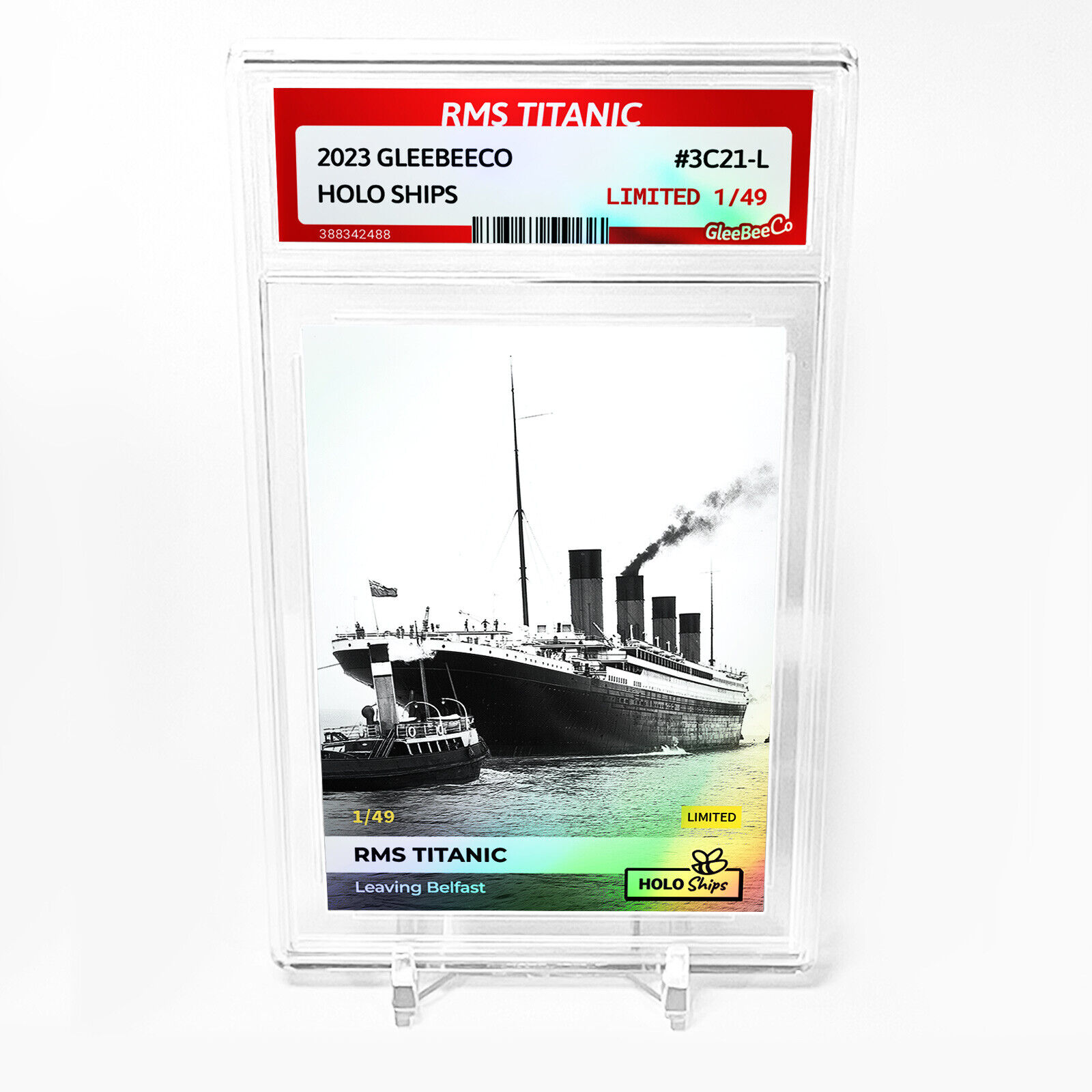 RMS TITANIC Titanic Card 2023 GleeBeeCo Leaving Belfast Holographic #3C21-L /49