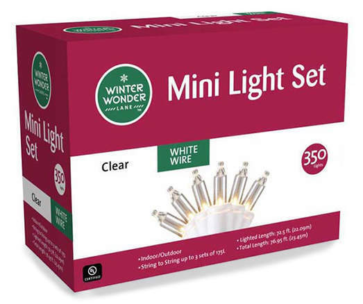 Winter Wonder Lane 350 Clear White Wire Mini Light Set  Christmas/Weddings