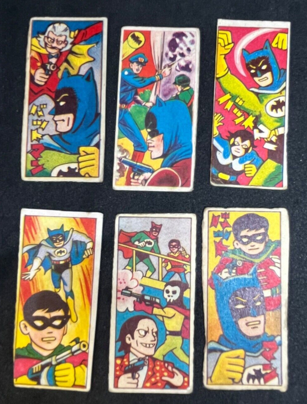 Set of 6 Batman&Robin  Vintage card menko old Batman Japanese 1960’s Batman