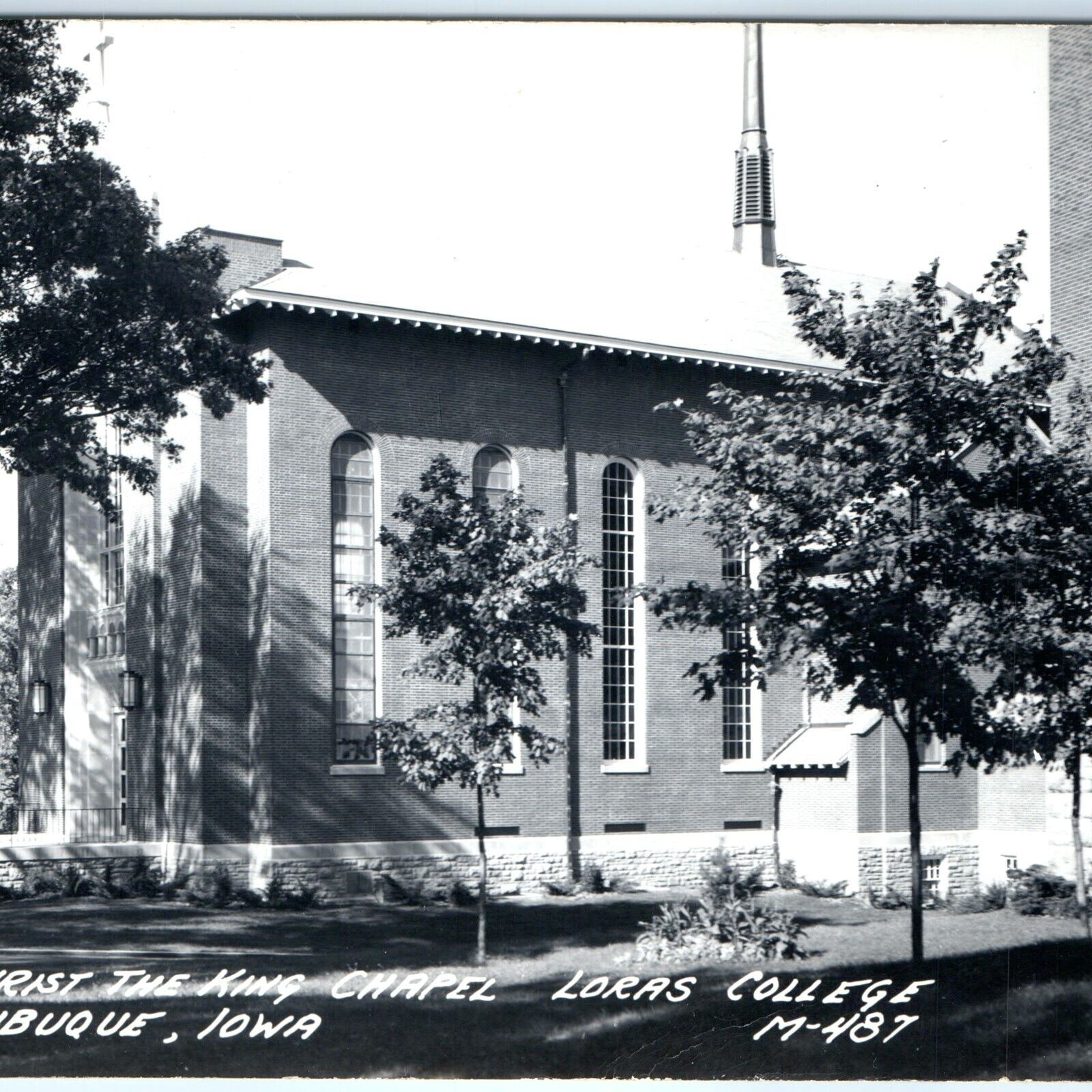 c1940s Dubuque IA RPPC Loras College Christ The King Chapel Church Photo PC A114