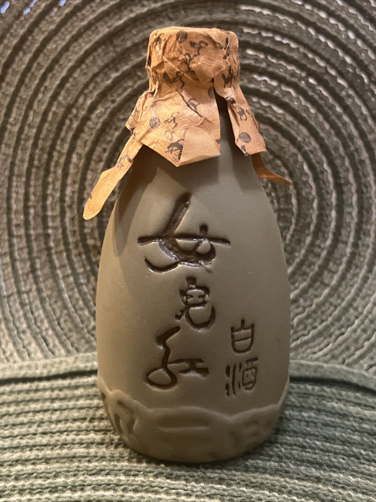Japanese Sake Bottle Hand Painted 5” w/Cork Stopper