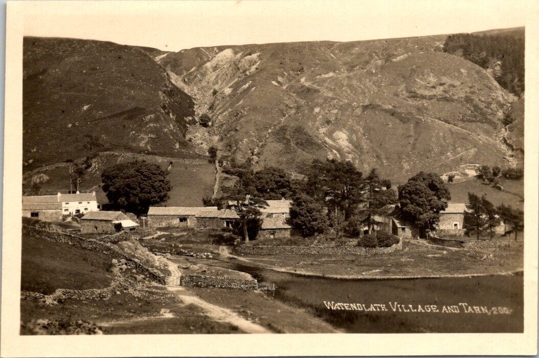 Vintage real photo postcard - WATENDLATH VILLAGE AND TARN. Cumbria England