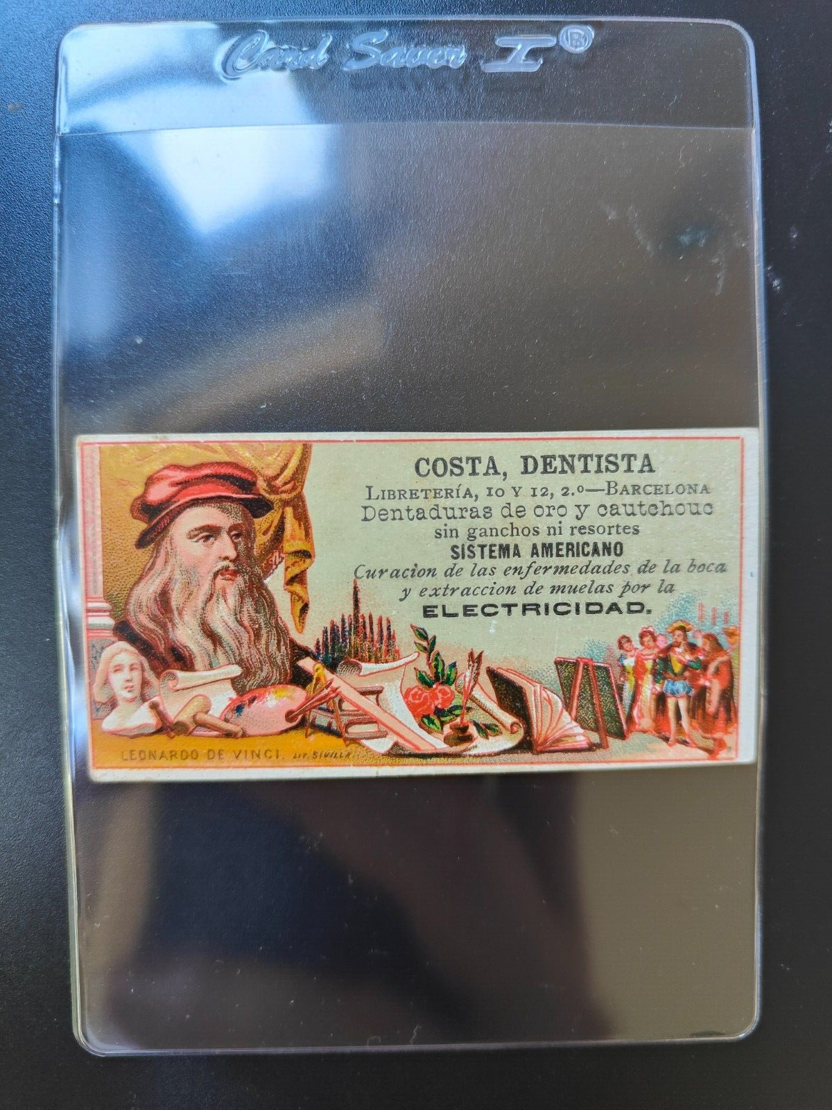 ca 1890 Leonardo Da Vinci COSTA DENTISTA Spanish Cigarettes Tobacco Trade Card