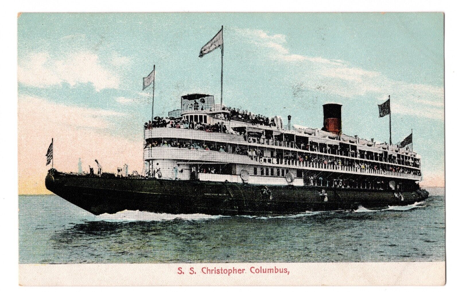 Vintage postcard, S.S. Christopher Columbus, steam ship, undivided back