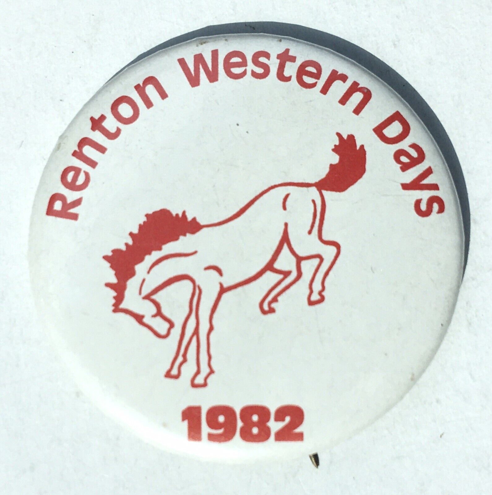 1982 Renton Western Days Pinback Button 2 5/32” Bucking Horse
