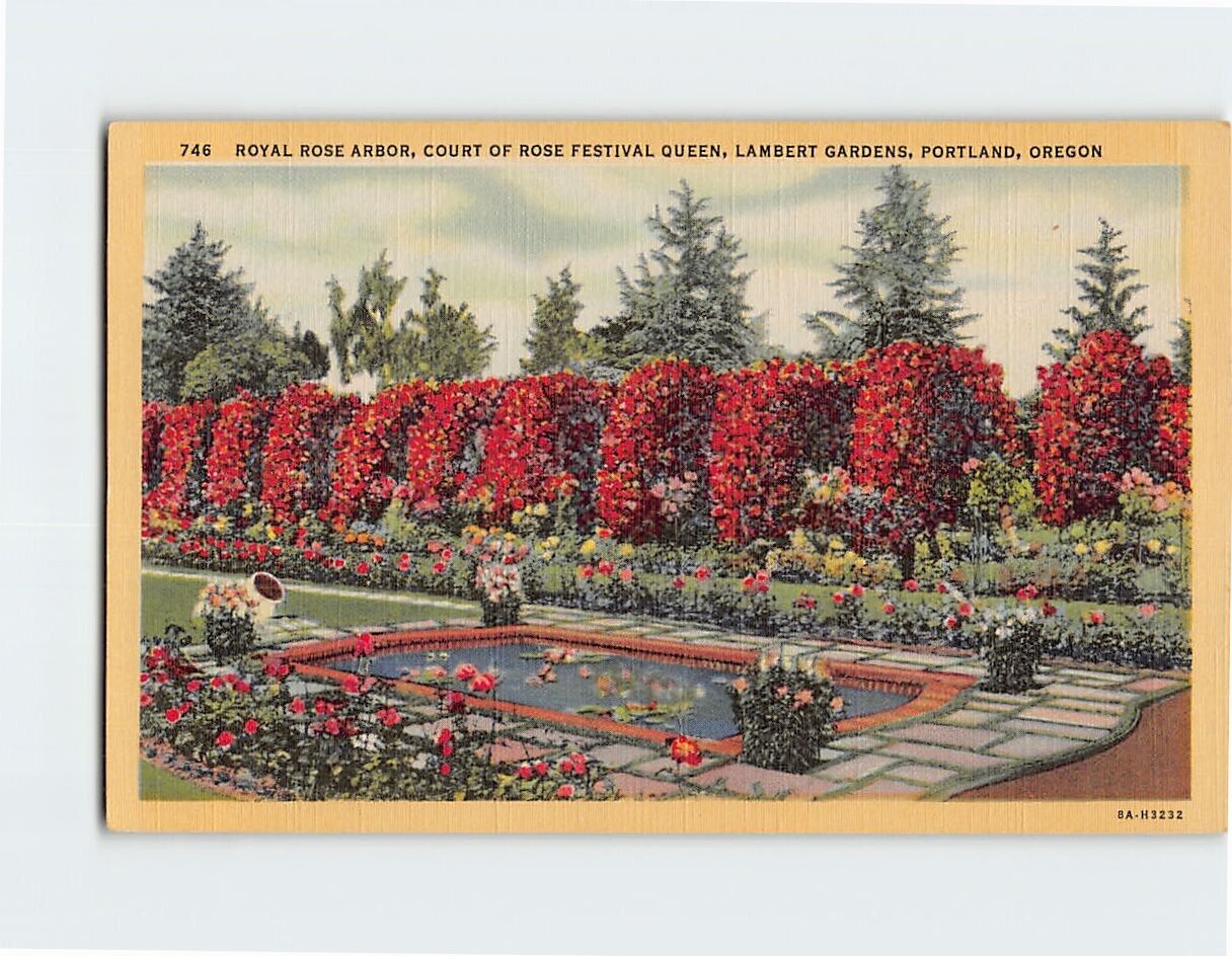 Postcard Royal Rose Arbor Court of Rose Festival Queen Lambert Gardens Oregon