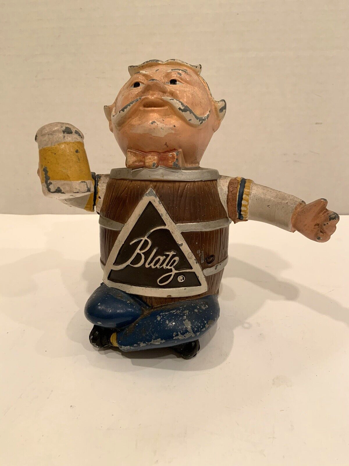 Vintage Blatz Beer Man Cross Legged Holding Beer in Right Hand-8 1/4\