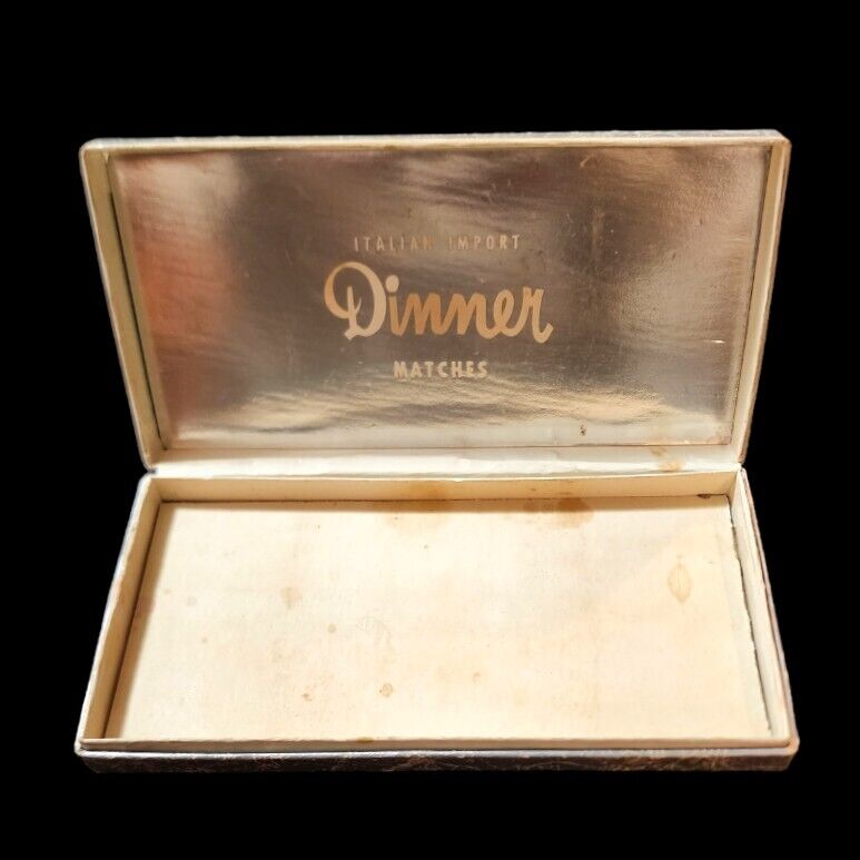 Vintage 1950/60s Italian Import Dinner Matches Silver Toned Hinged EMPTY Box