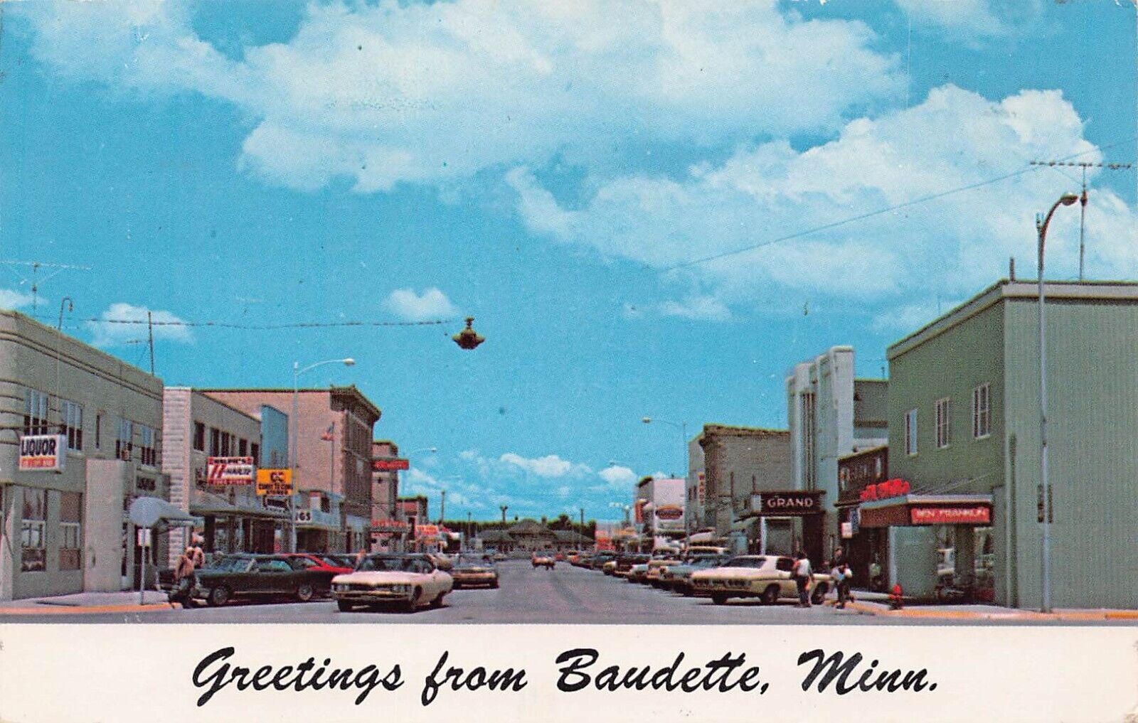 1972 Baudette Minnesota MN Greetings From Street Scene Chrome Postcard