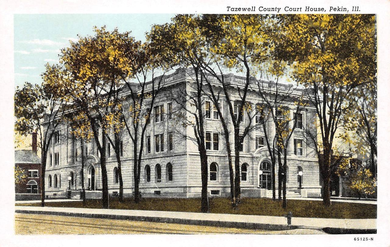 Pekin, IL Illinois   TAZEWELL COUNTY COURT HOUSE   ca1940\'s Curteich  Postcard