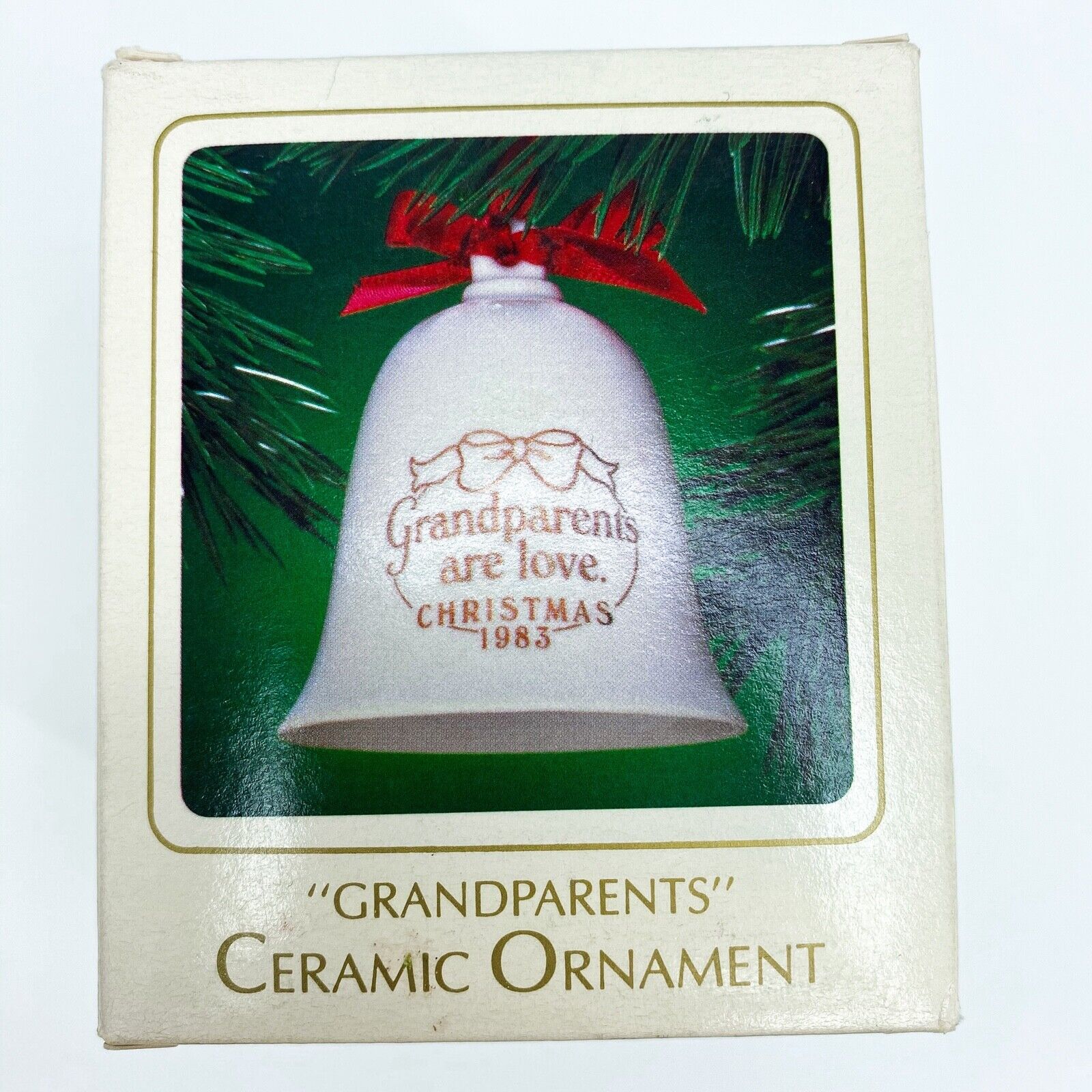 Vintage Hallmark Ornament Porcelain Ceramic Bell for Grandparents Love 1983 NEW