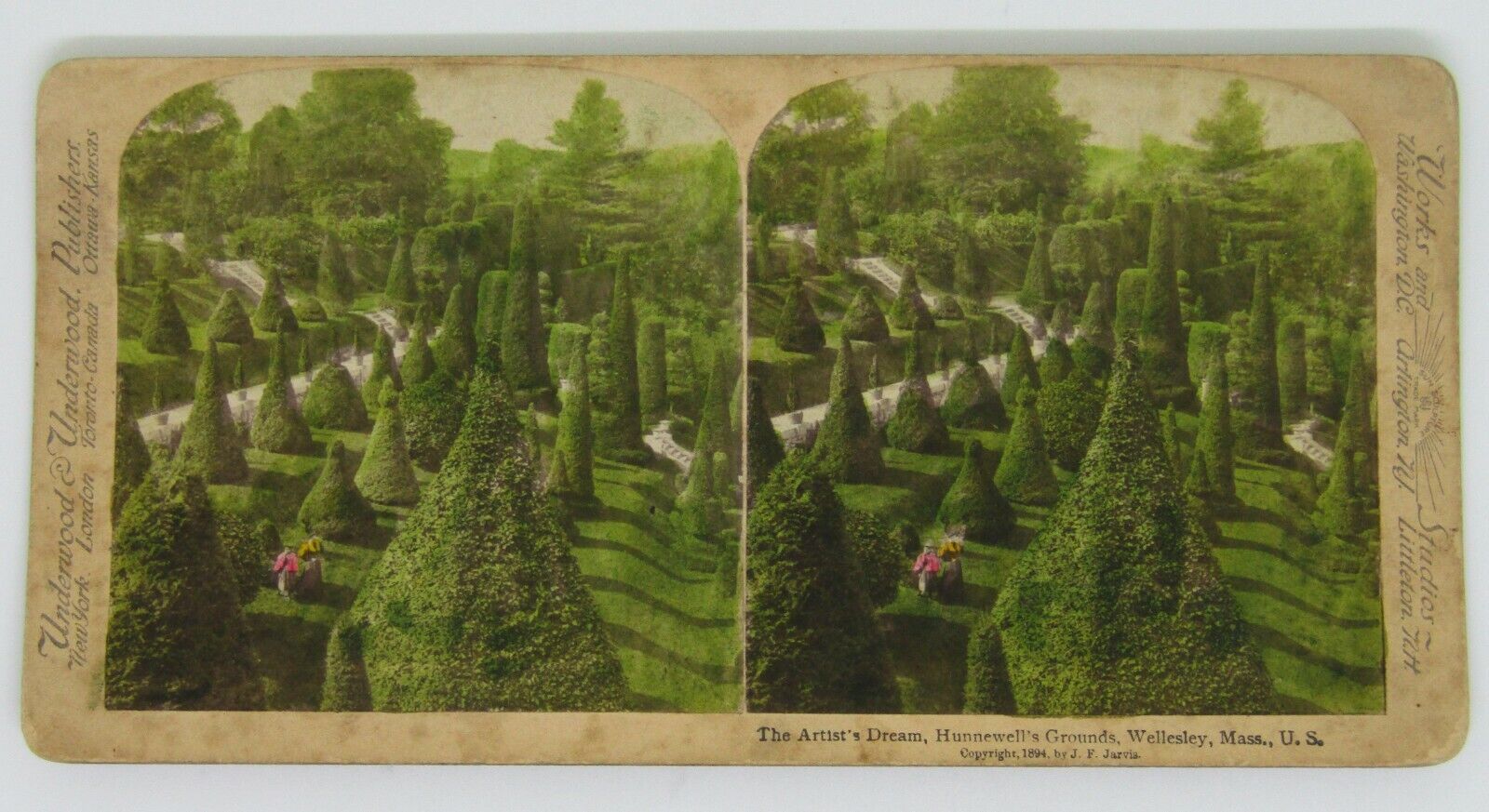 Hunnewell's Grounds Wellesley Massachusetts Vintage 1894 Stereoview Photo Card