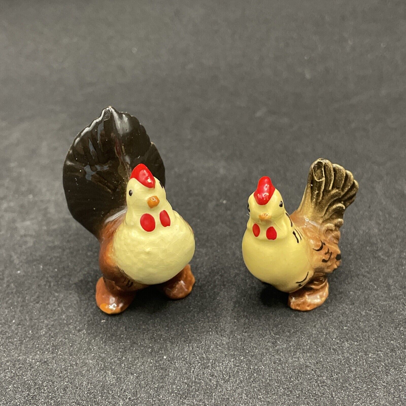 Vintage 1950s Hagen-Renaker Banty Hen Rooster Chicken Figurines