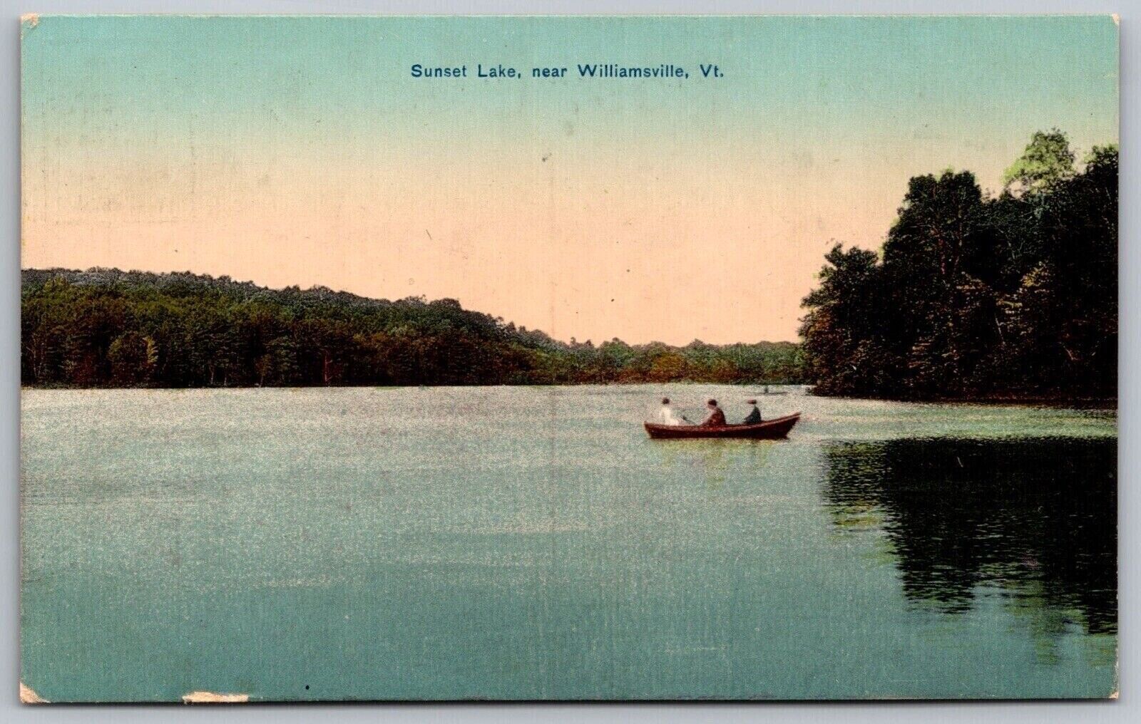 Sunset Lake Near Williamsville VT Vermont Antique Postcard UNP Unused DB Germany