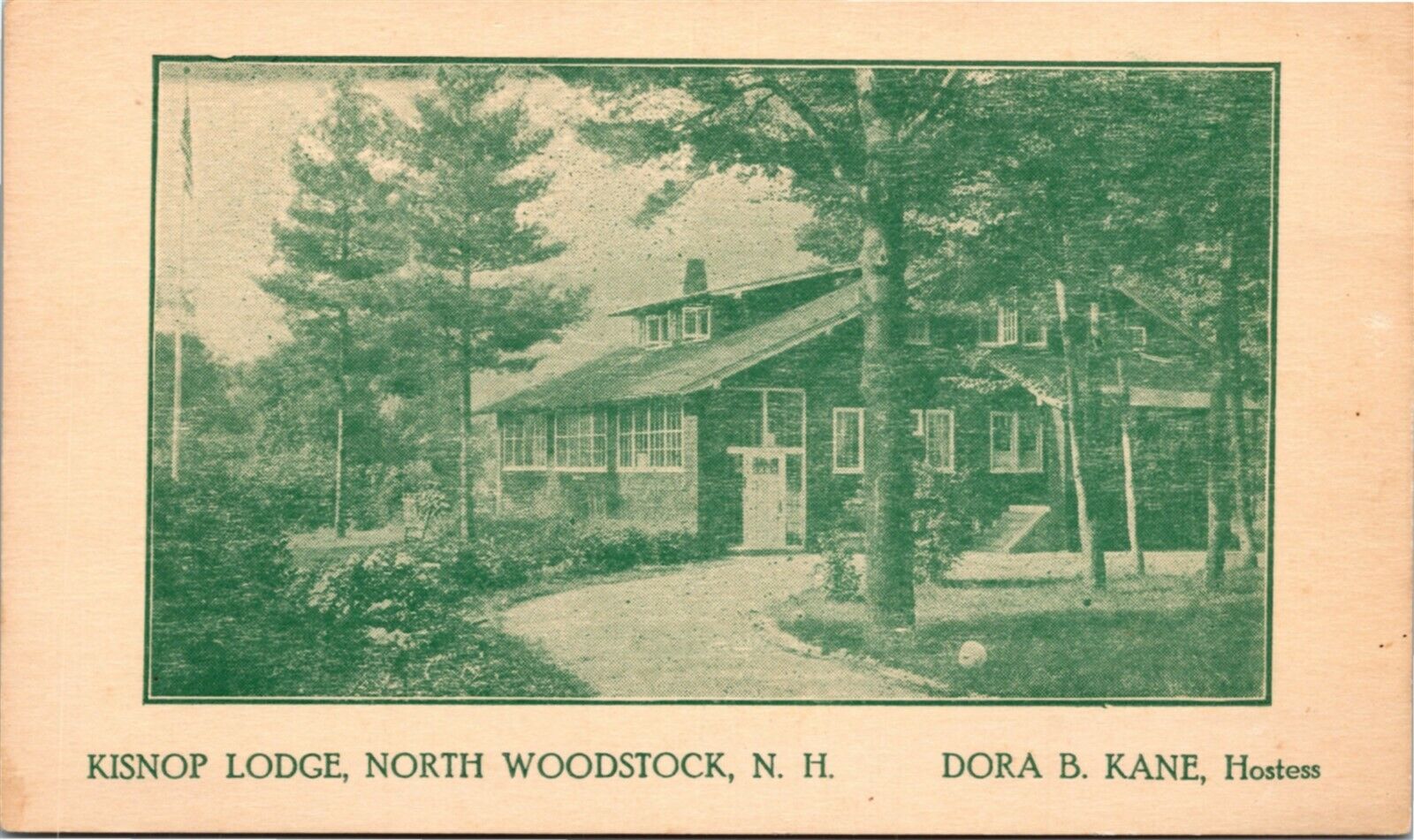 Postcard NH North Woodstock Kisnop Lodge Dora B. Kane Hostess 1930s H23